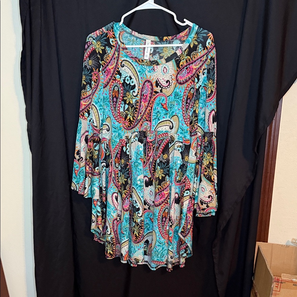 138–Honeyme Multicolor Paisley Midi Dress